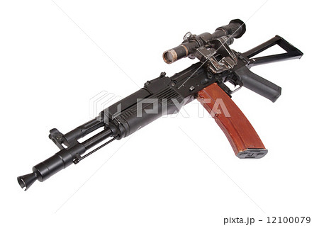 Kalashnikov AK with optical sight on white 12100079