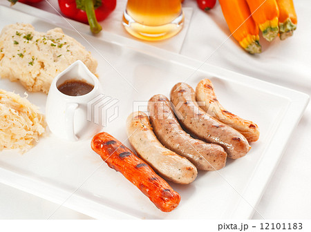 selection of all main type of german wurstel saussages selection of all main type of german wurstel saussages 12101183