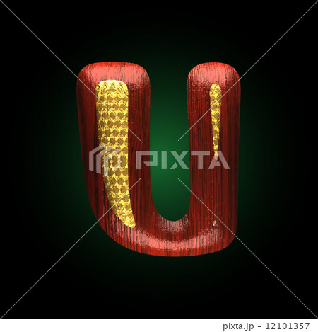 vector golden figure with red wood u vector golden figure with red wood u 12101357