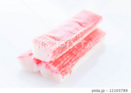 Close up pieces of crab sticks isolated on white background Close up pieces of crab sticks isolated on white background 12103789