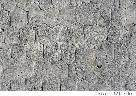 Stone Wall with Irregular Hexagons 12127265
