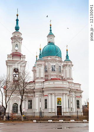 Russian Orthodox church facade. Yamburg's St.Catherine Cathedral Russian Orthodox church facade. Yamburg's St.Catherine Cathedral 12130041