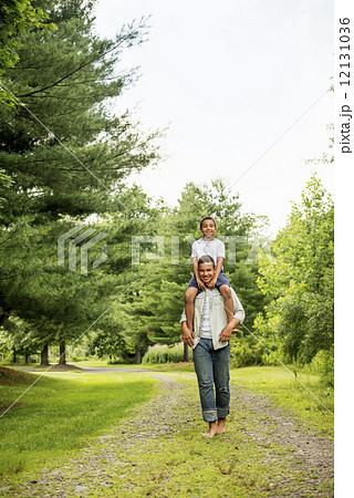 Two brothers walking on a country path. Two brothers walking on a country path. 12131036
