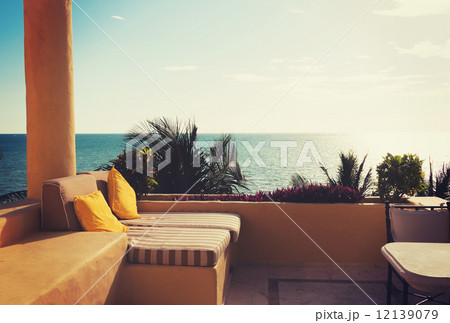 sea view from balcony of home or hotel room 12139079