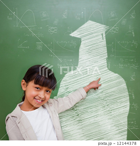 Composite image of cute pupil with graduate outline 12144378