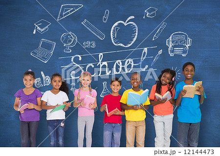 Composite image of elementary pupils reading books Composite image of elementary pupils reading books 12144473