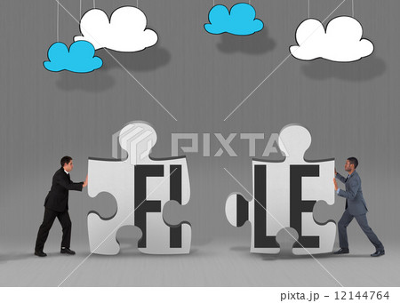 File against grey jigsaw pieces 12144764