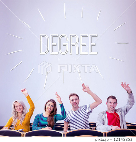 Degree against college students raising hands in the classroom Degree against college students raising hands in the classroom 12145852