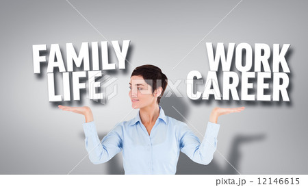 Composite image of smiling businesswoman presenting Composite image of smiling businesswoman presenting 12146615