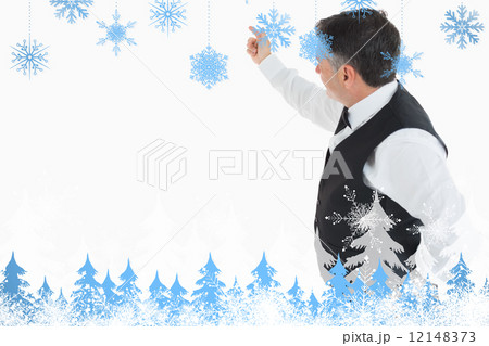 Composite image of waiter pointing something Composite image of waiter pointing something 12148373