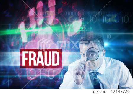Fraud against red technology hand print design 12148720