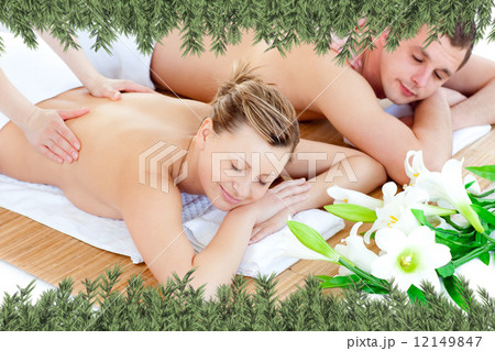 Loving young couple enjoying a back massage 12149847