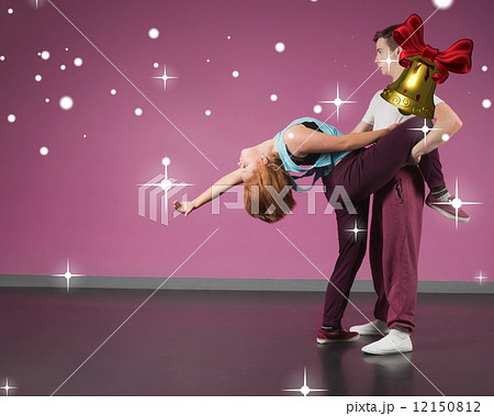 Cool break dancing couple dancing together Cool break dancing couple dancing together 12150812