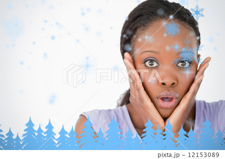 Close up of frightened woman on white background Close up of frightened woman on white background 12153089