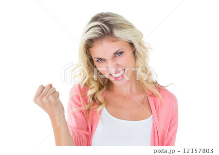 Pretty young blonde feeling successful 12157803