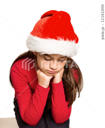 Festive little girl feeling sad Festive little girl feeling sad 12162800