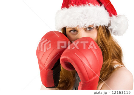 Festive redhead with boxing gloves Festive redhead with boxing gloves 12163119