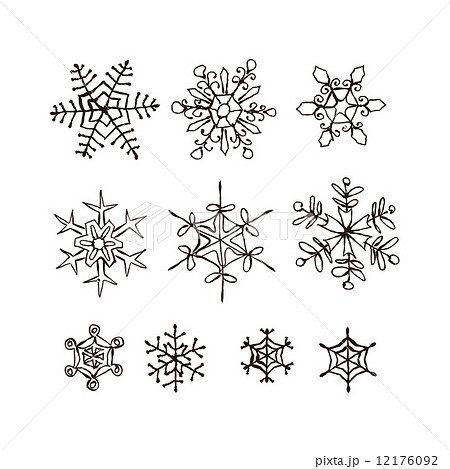 雪の結晶手描きイラストのイラスト素材