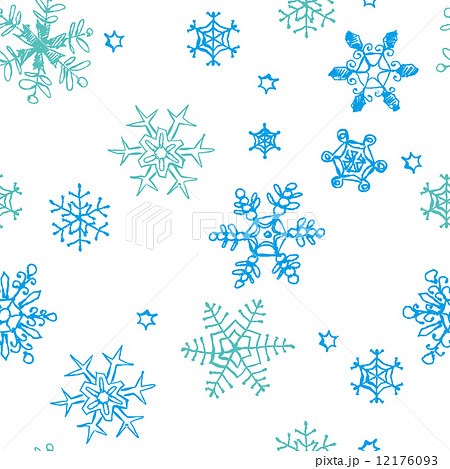雪の結晶手描きパターンのイラスト素材