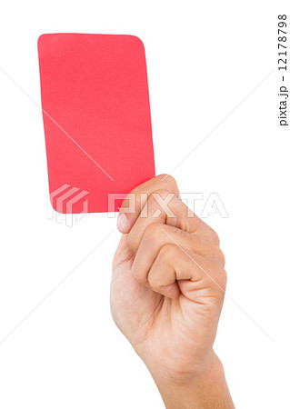 Hand holding up red card 12178798