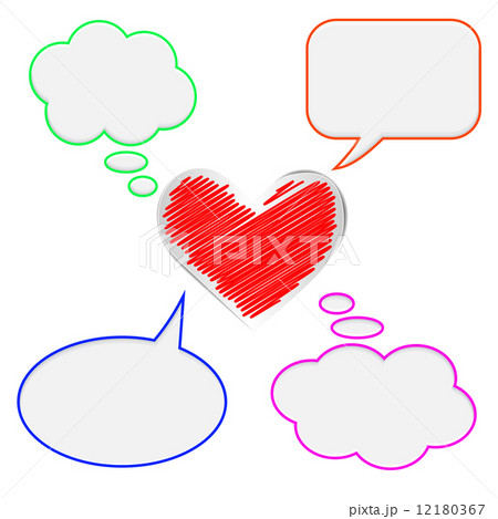 Blank bubbles and heart on white background 12180367