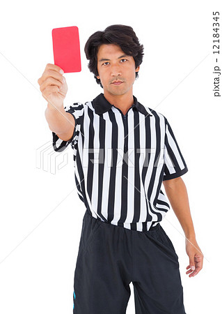 Stern referee showing red card 12184345