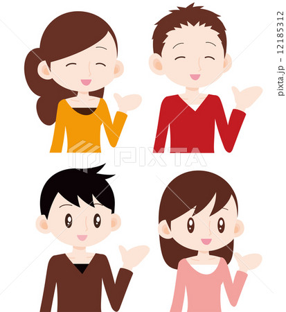 男女4人　上半身　案内 12185312