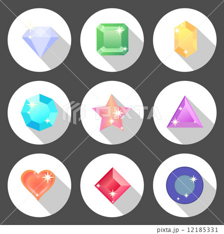 Gem stone flat color icons with long shadow Gem stone flat color icons with long shadow 12185331