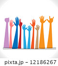 Ten hands up in the air for a celebration 12186267