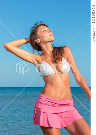 Picture of perfect female on sea coast Picture of perfect female on sea coast 12190815