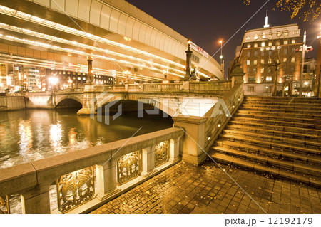 夜の日本橋の写真素材