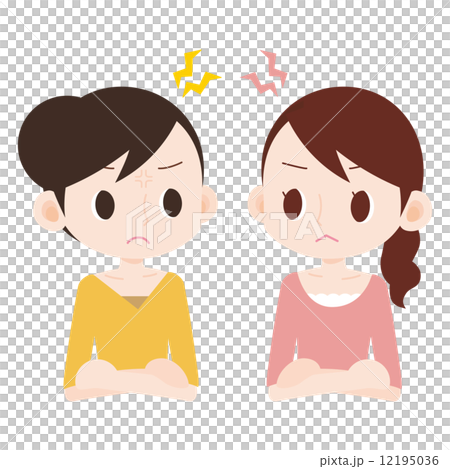 ママ友 揉めて対立する女性二人 イライラ ママ友 揉めて対立する女性二人 イライラ 12195036