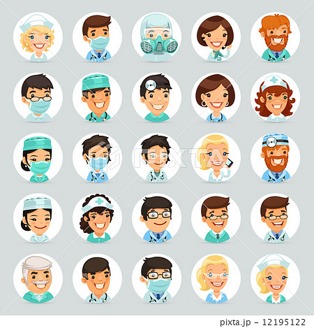 Doctors Cartoon Characters Icons Set2 12195122