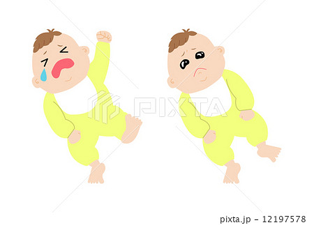 泣きそうな赤ちゃん ギャン泣きする赤ちゃんのイラスト素材 12197578