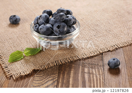 fresh blueberries on a background of burlap 12197826