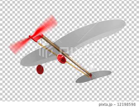 Rubber powered aircraft red diagonally down from white background cg illustration 12198598