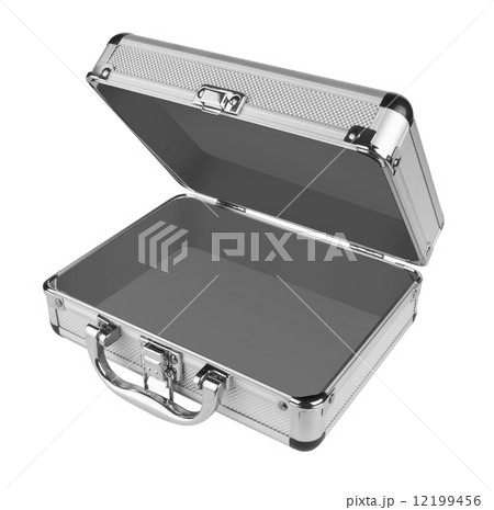 Opened Aluminum suitcase Opened Aluminum suitcase 12199456
