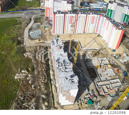 Bird's eye view on construction site in Tyumen Bird's eye view on construction site in Tyumen 12201098