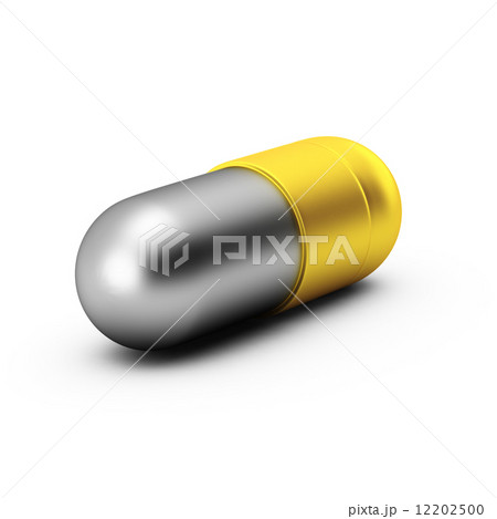 3d render of gold and silver pill on white background 12202500