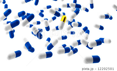 3d render of many pills with one unique on white 12202501