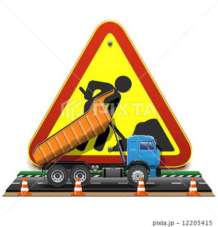 Vector Road Construction Concept with Truck 12205415