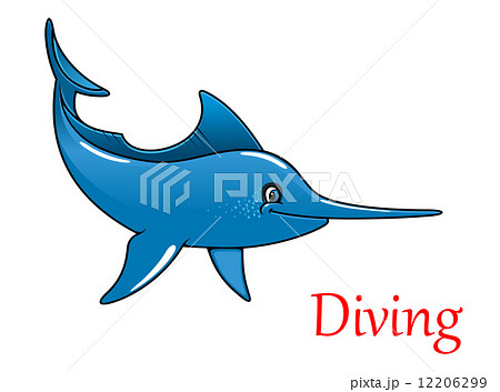 Cartoon swordfish character 12206299