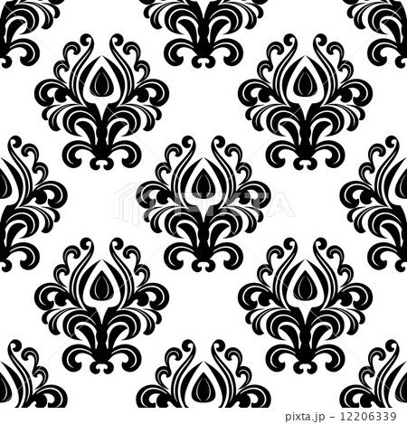 Black floral damask seamless pattern 12206339