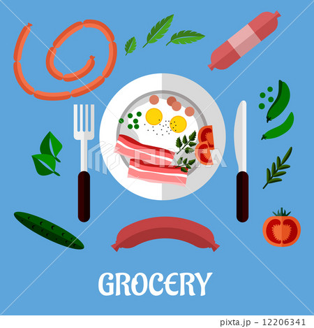 Breakfast with groceries flat design 12206341