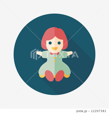 girl doll toy flat icon with long shadow,eps 10 girl doll toy flat icon with long shadow,eps 10 12207381