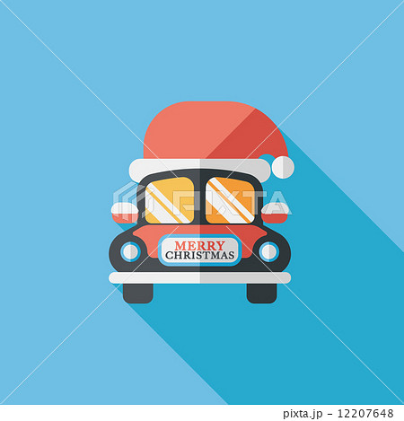 Christmas car flat icon with long shadow eps10 12207648