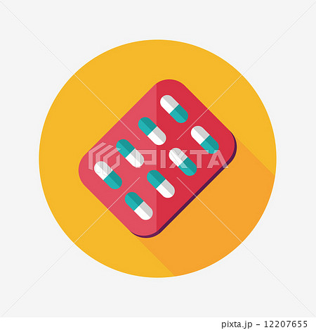 Pills flat icon with long shadow Pills flat icon with long shadow 12207655