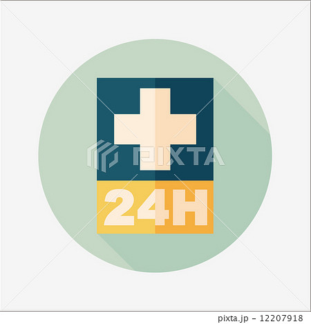 Hospitals 24 hours flat icon with long shadow 12207918