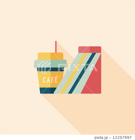 sandwich and coffee flat icon with long shadow,eps10 12207997