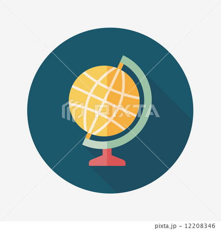 globe icon, flat icon with long shadow 12208346